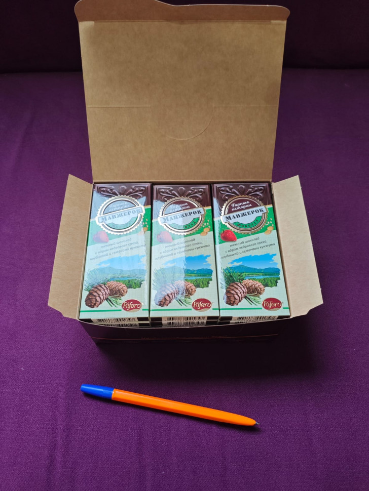   Риф и Ко Шоколадная плитка «Манжерок»(кедровые орехи, клубника, кунжут)  (блок 18шт по 55г)    в Томске