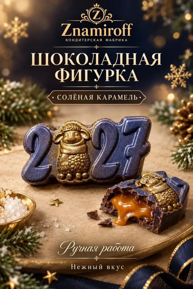  Шоколад фигурный "Год 2027" молочный шоколад с начинкой солёная карамель(блок 5шт по 70г) в Томске