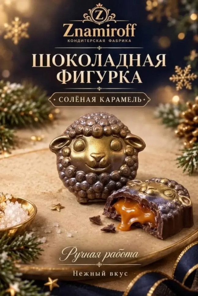  Шоколад фигурный "Овечка-мордашка" молочный шоколад с начинкой солёная карамель(блок 5шт по 70г) в Томске