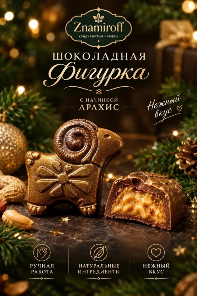  Шоколад фигурный "Баран-таран" молочный шоколад с арахисовой начинкой (блок 5шт по 70г) в Томске