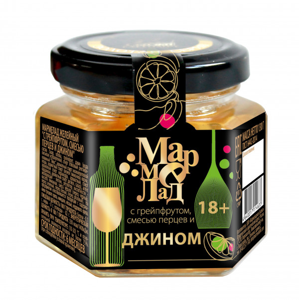 №2 Мармелад в банке "С грейпфрутом, смесью перцев и джином" 130г (18+)  в Томске
