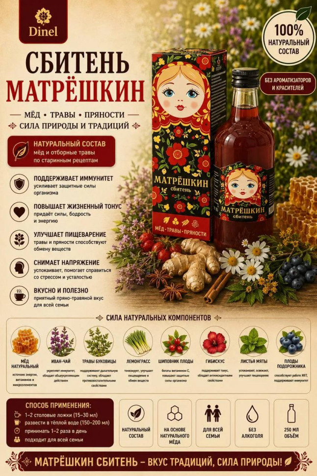  Сбитень Матрёшкин, 250мл  в Томске